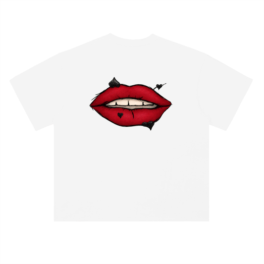 Front of the black heavyweight drop-shoulder tee with the small centred NIGHT RECEIPT chest wordmark in cream