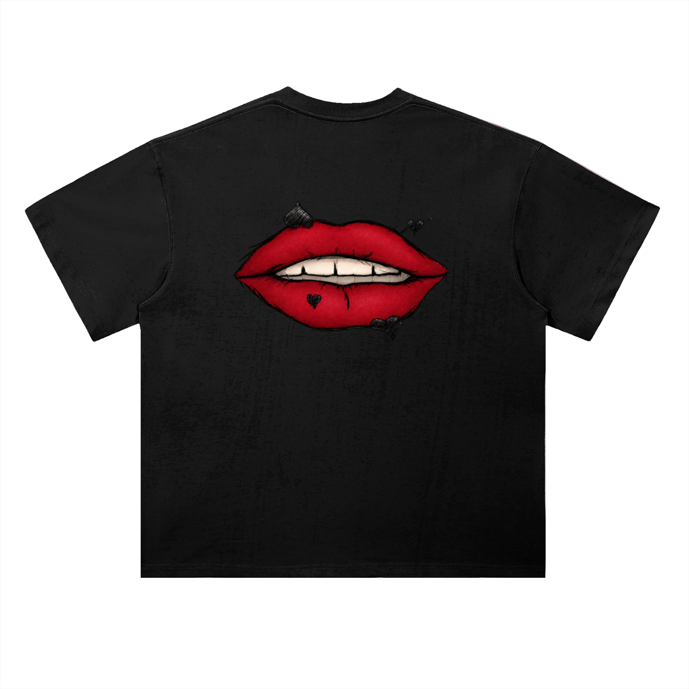 Lips - Heavyweight Drop Shoulder Cotton T-Shirt