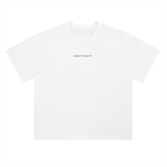 Back of the black heavyweight drop-shoulder tee with a large hand-sketched red lips illustration